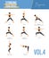 Yoga poses for concept of balancing and standing poses in flat design style. Strong Woman exercising for body stretching. Vector.
