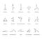 Yoga poses linear icons set