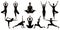 Yoga Poses Silhouettes, Woman Body Balance Asana Position
