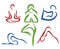 Yoga poses symbols set in simple lines part1