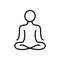 Yoga Position Line Icon. Meditate Relax Linear Pictogram. Spiritual Chakra Zen Outline Icon. Calm Aura Galaxy Serenity