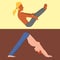 Yoga positions mans characters class vector card illustration meditation male concentration human peace sport lifestyle