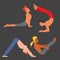 Yoga positions mans characters class vector illustration meditation male concentration human peace sport lifestyle