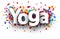 Yoga poster with colorful confetti.