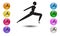 Yoga posture female icon or running woman logo, sprinter silhouette. Vector illustration