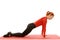 Yoga practice. Woman doing asana. Fitness pushups