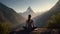 A yoga practicioner in a tranquil mountains ultra realistic illustration - Generative AI.