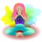 Yoga. Prayer. Pacific symbol of peace. Woman in Meditation lotus position,  flat illustration. Relaxation cartoon girl