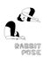 Yoga Rabbit Pose Cartoon Vector Illustration Black and White