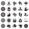 Yoga related icons set on circles background for graphic and web design. Simple vector sign. Internet concept symbol for