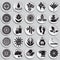 Yoga related icons set on plates background for graphic and web design. Simple vector sign. Internet concept symbol for