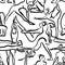 Yoga seamless pattern with black silhouettes of women.