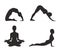 Yoga Set of Poses Silhouette Vector Illustration