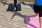 Yoga Shadows on Wooden Platform