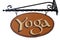 Yoga Sign HAnging from Outdoor Bracket