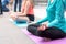 yoga sport concept : young women concentration in health exercise class , relax activity lifestyle