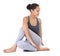 Yoga, stretching and woman in studio for fitness, workout and zen exercise with holistic wellness or muscle health