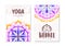Yoga studio cards. Indian practices banner with oriental mandala patterns. Decorative ethnic fractals and floral