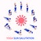 Yoga sun salutation routine daily practice isometric illustration