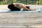 Yoga teen,sports and fitness outdoor,young woman in park, healthy lifestyle concept