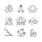 Yoga thin line art icons set