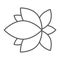 Yoga thin line icon, flower and health, lotus sign, vector graphics, a linear pattern on a white background.