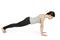 Yoga woman gray position_chaturanga