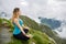 Yoga woman on mountain