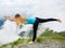 Yoga woman on mountain