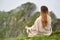 Yoga woman on mountain