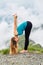 Yoga woman on mountain