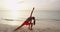 Yoga woman pose at beach