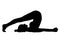 Yoga, woman in a pose halasana silhouette, vector outline portrait, gymnast figure, black and white contour outline