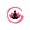 Yoga Woman Silhouette, Lotus Flower with Zen Logo Design