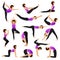Yoga woman vector young women yogi character training flexible exercise pose illustration female set of healthy girls