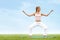 Yoga Woman. Young woman practicing morning meditation against na