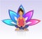 Yoga women. Asana pose on lotus background