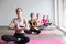 Yoga women relaxes in gym
