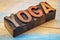 Yoga word in vintage wood type