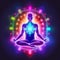 yoga zen chakra aura spiritual energy pose silhouette peace meditation. Generative AI.