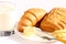 Yoghurt, butter, cheese, croissant and roll