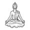 Yogi meditating floating on cloud sketch vector