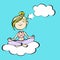 Yogi thinks a girl sitting on a cloud