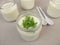 Yogurt with basil sprouts