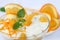 Yogurt dessert with oranges