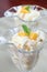 Yogurt dessert with peaches