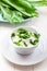 Yogurt dip with fresh wild garlic