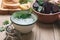 Yogurt dip with parsley, roasted beets, vegan plant based meal
