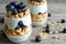 Yogurt with granola, fresh blueberries and chia seeds