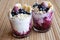 Yogurt with granola, strawberries, blueberries and banana